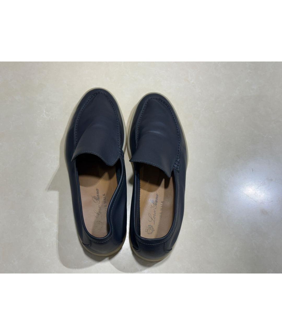 LORO PIANA Темно-синие кожаные лоферы, фото 4