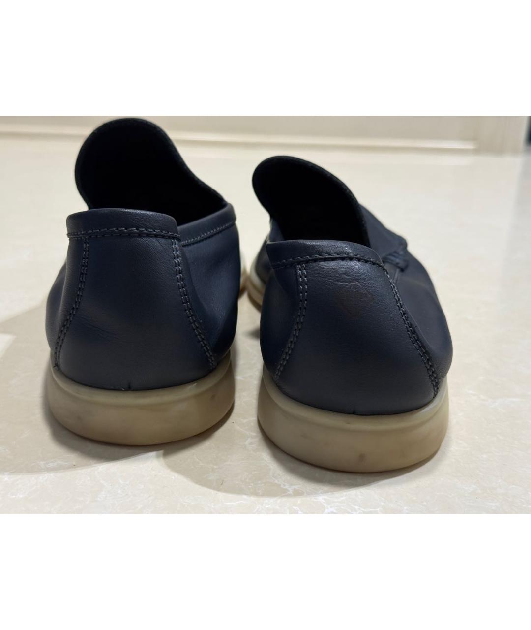 LORO PIANA Темно-синие кожаные лоферы, фото 3