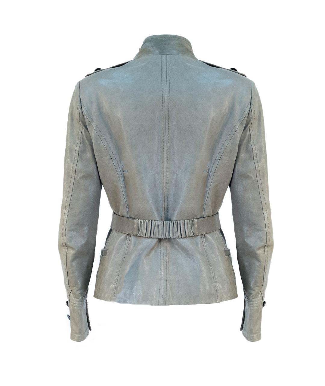 ELISABETTA FRANCHI Хаки кожаная куртка, фото 2