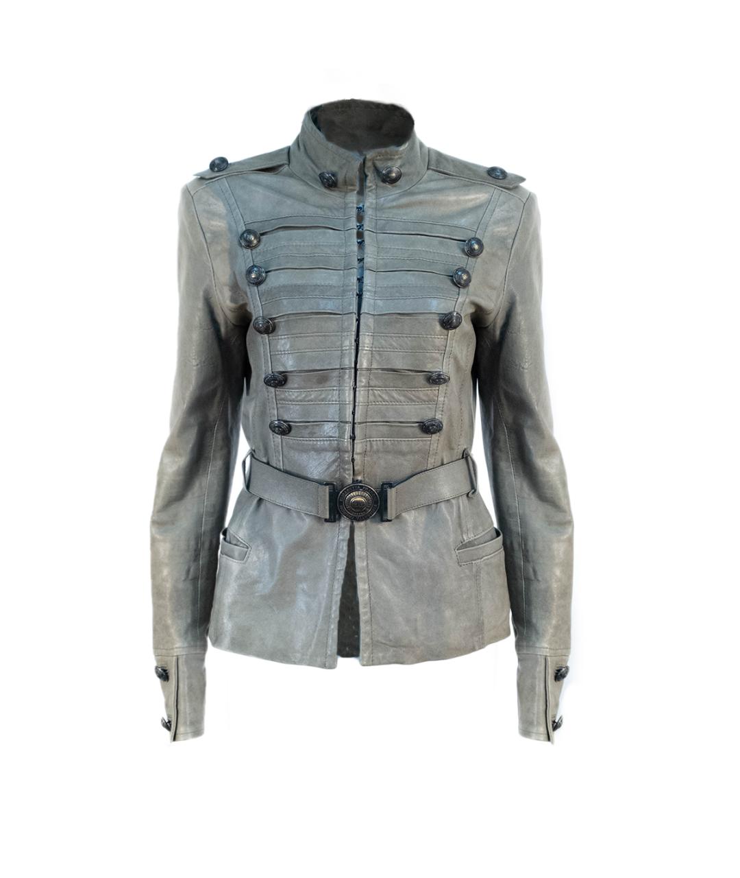 ELISABETTA FRANCHI Хаки кожаная куртка, фото 1