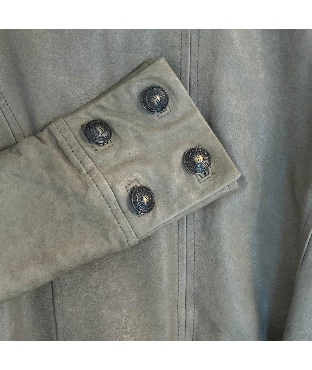 ELISABETTA FRANCHI Хаки кожаная куртка, фото 5