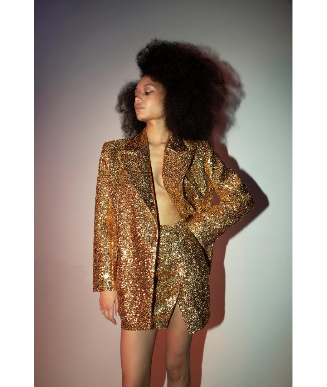 RASARIO Золотая полиэстеровая юбка мини, фото 3