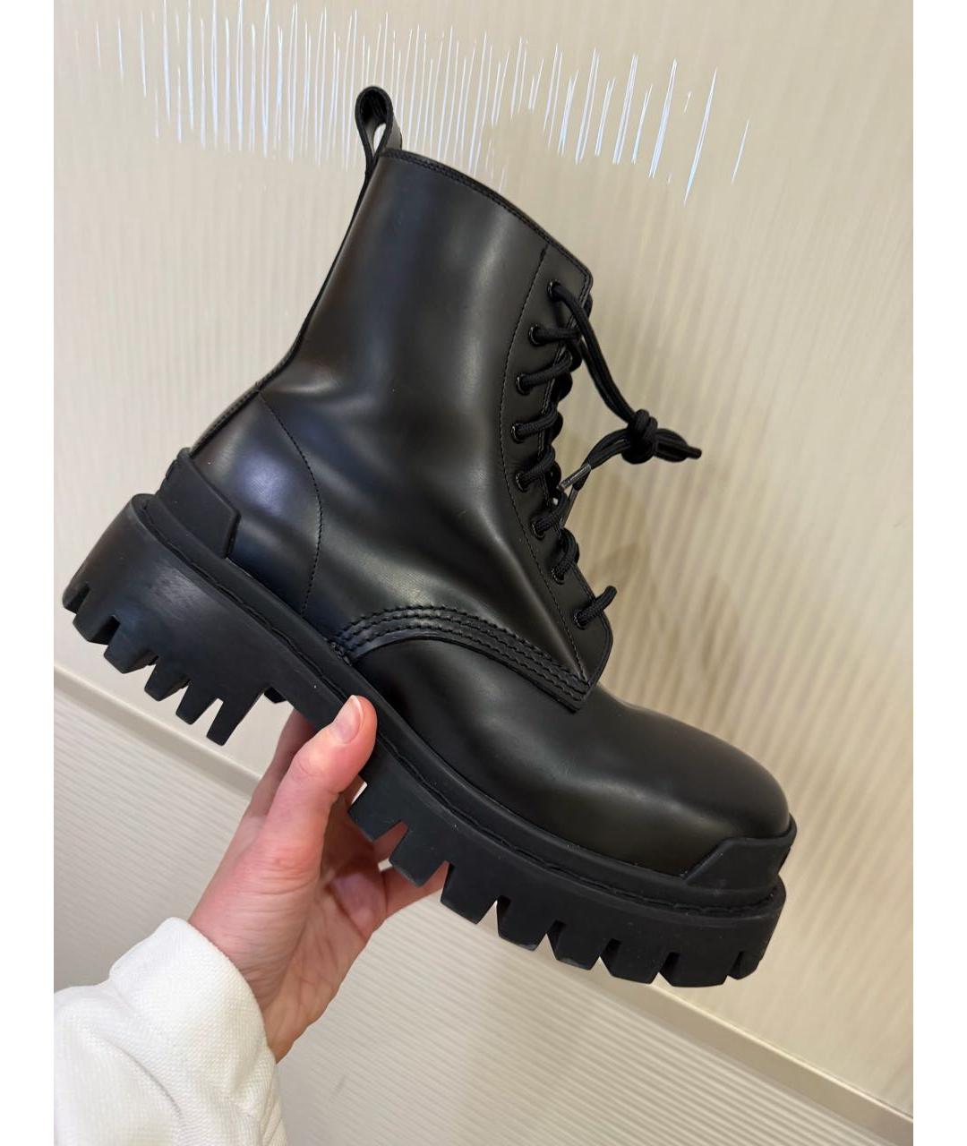 BALENCIAGA Черные кожаные ботинки, фото 3