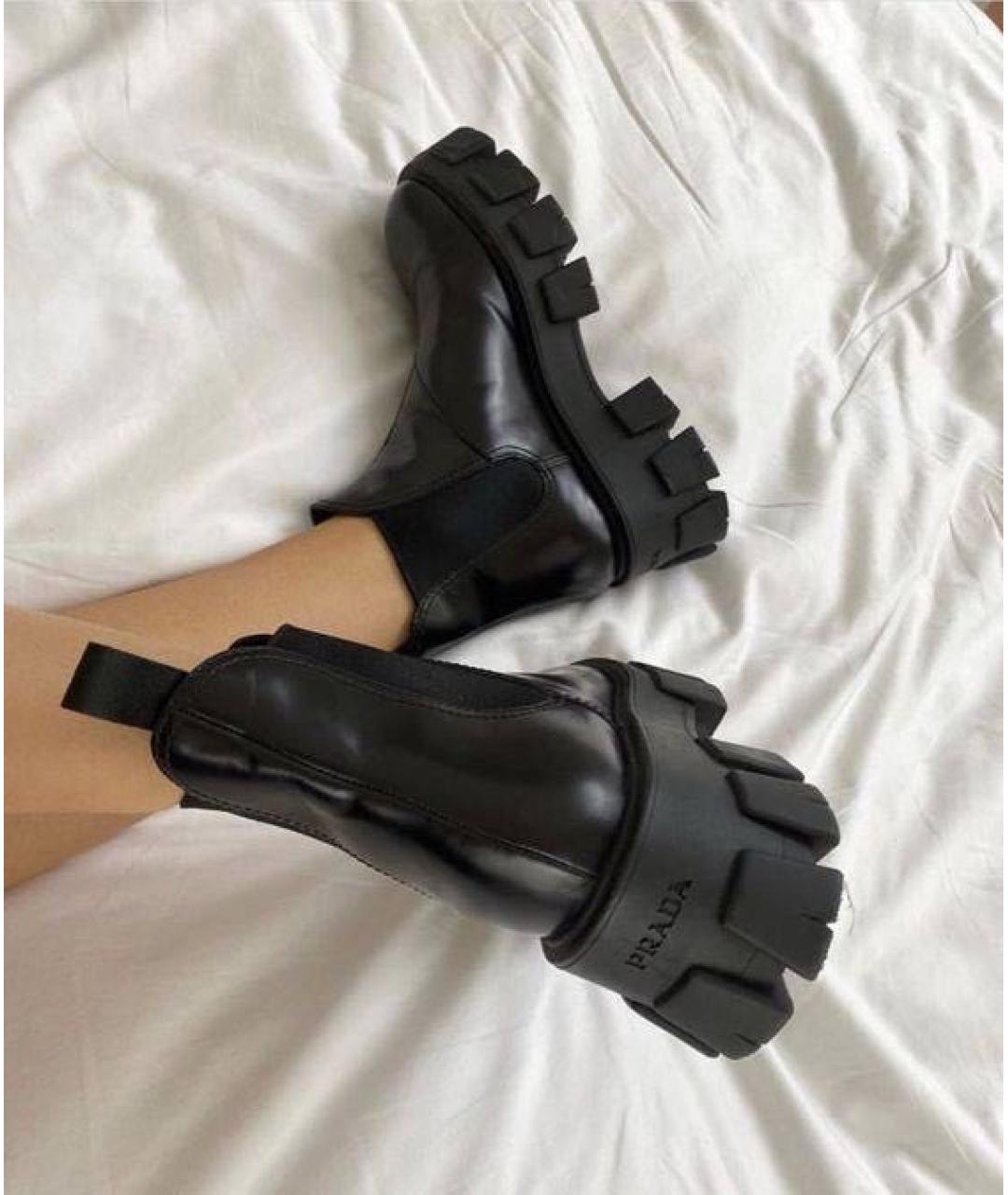 PRADA Черные кожаные полусапоги, фото 2