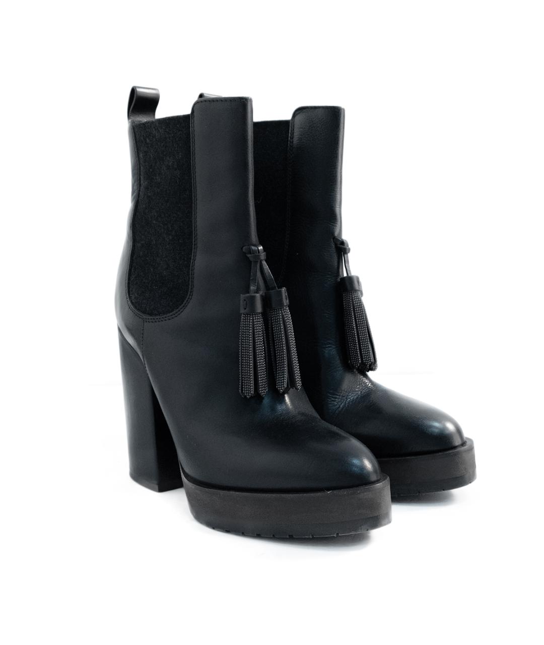 BRUNELLO CUCINELLI Черные кожаные ботильоны, фото 2