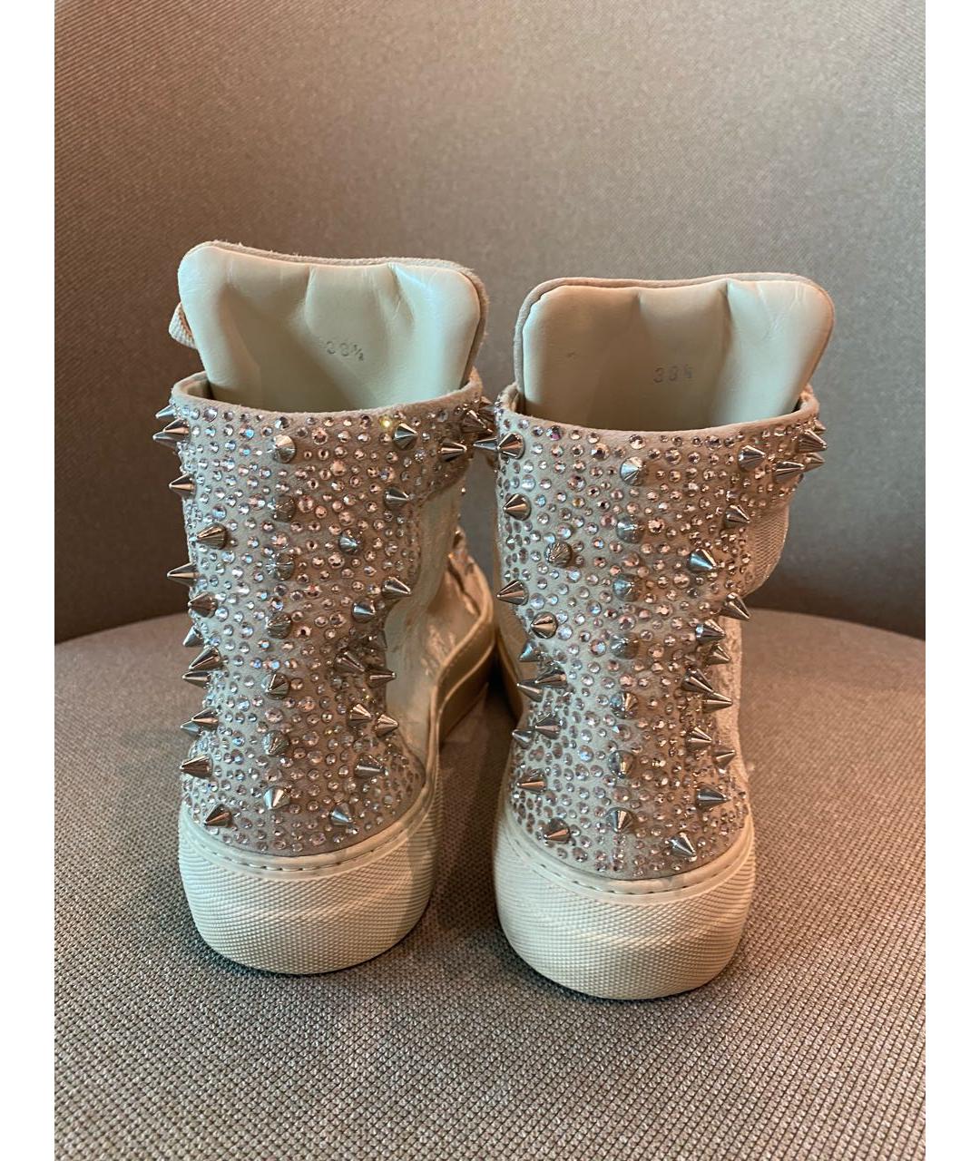 PHILIPP PLEIN Бежевые текстильные кеды, фото 4