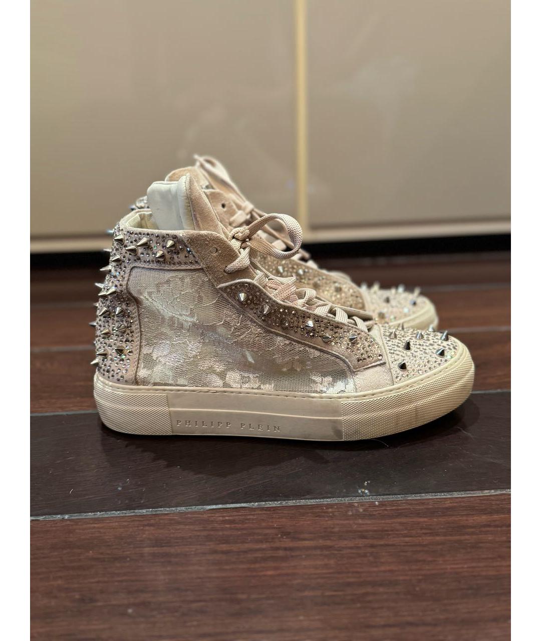 PHILIPP PLEIN Бежевые текстильные кеды, фото 7