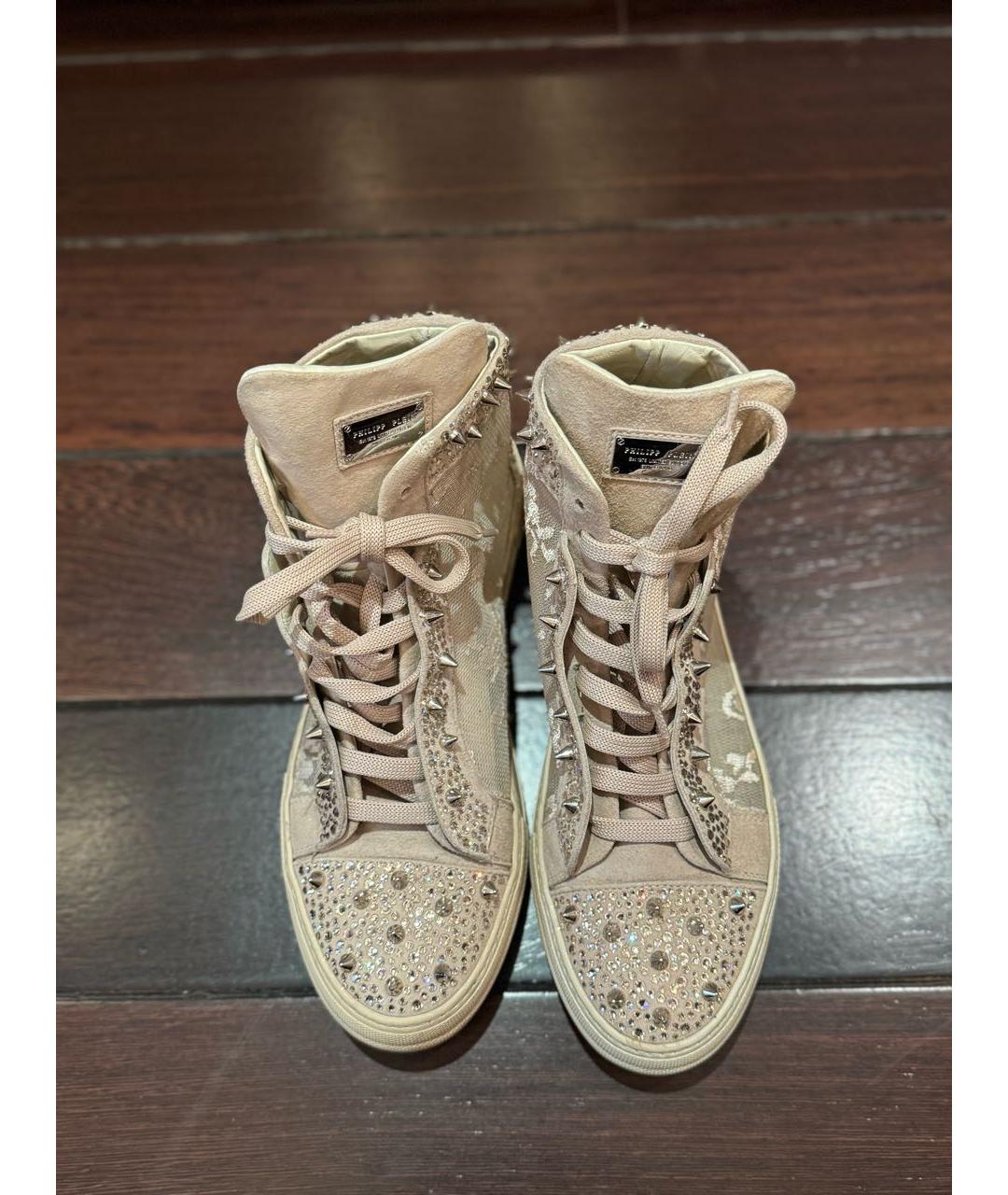 PHILIPP PLEIN Бежевые текстильные кеды, фото 3