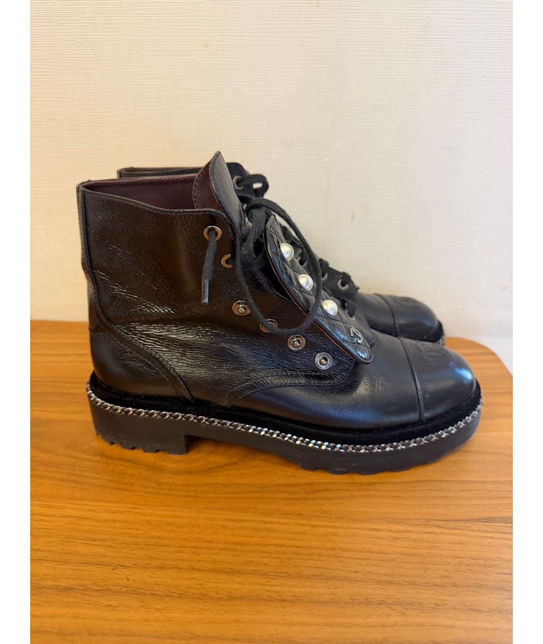 CHANEL Черные кожаные ботинки, фото 5