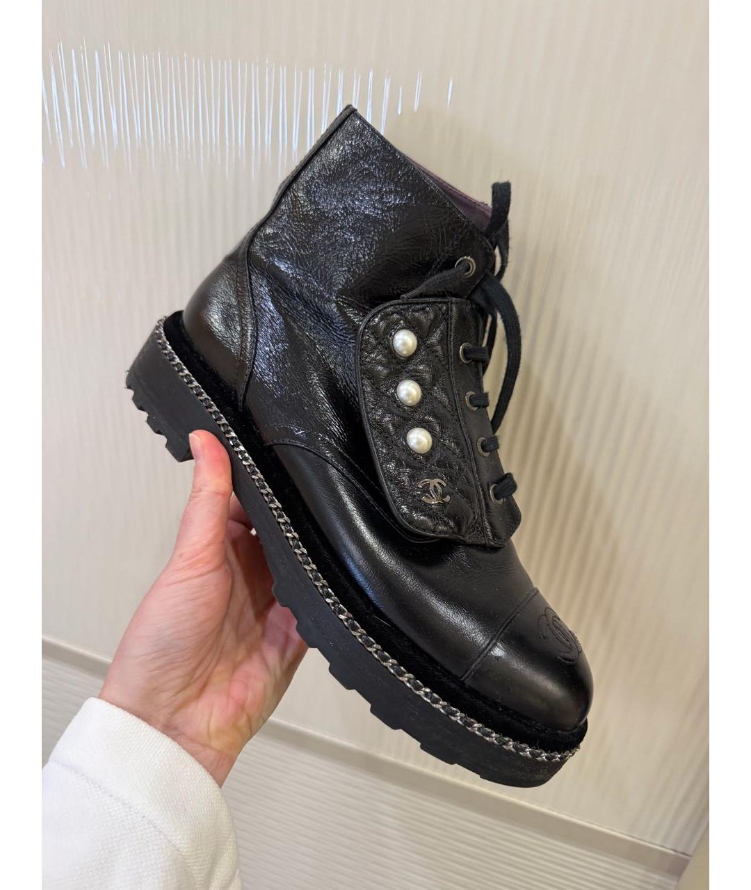 CHANEL Черные кожаные ботинки, фото 2
