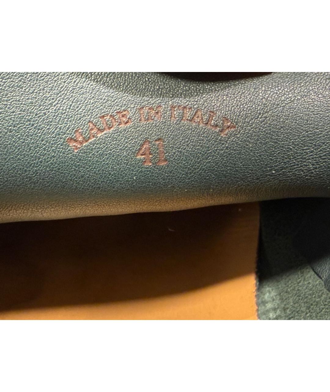 LORO PIANA Зеленые кожаные лоферы, фото 8