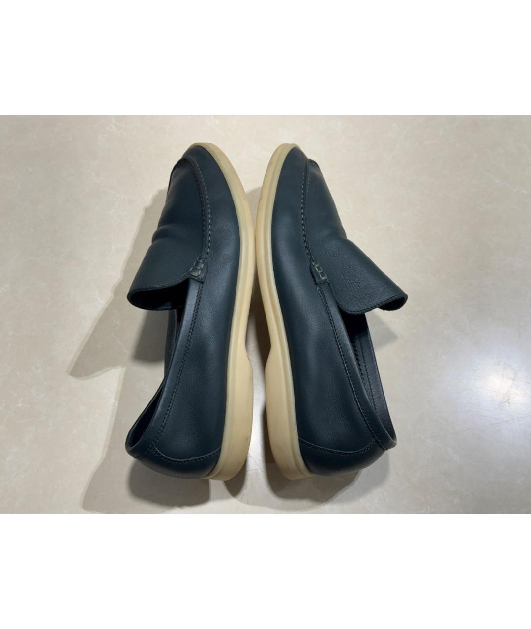 LORO PIANA Зеленые кожаные лоферы, фото 7