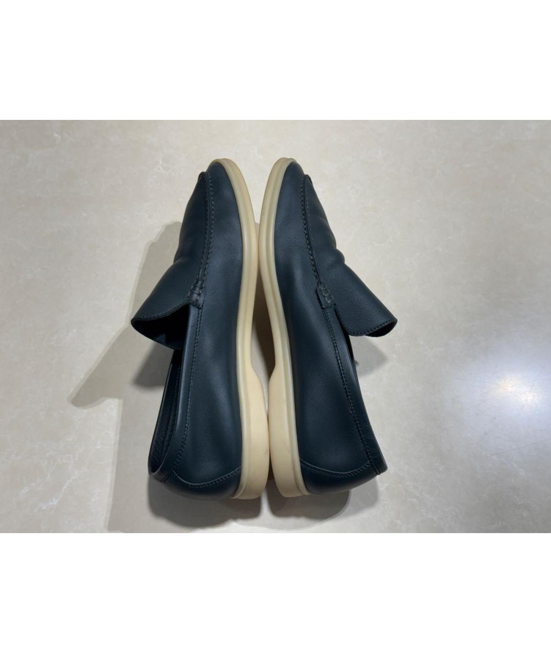 LORO PIANA Зеленые кожаные лоферы, фото 6