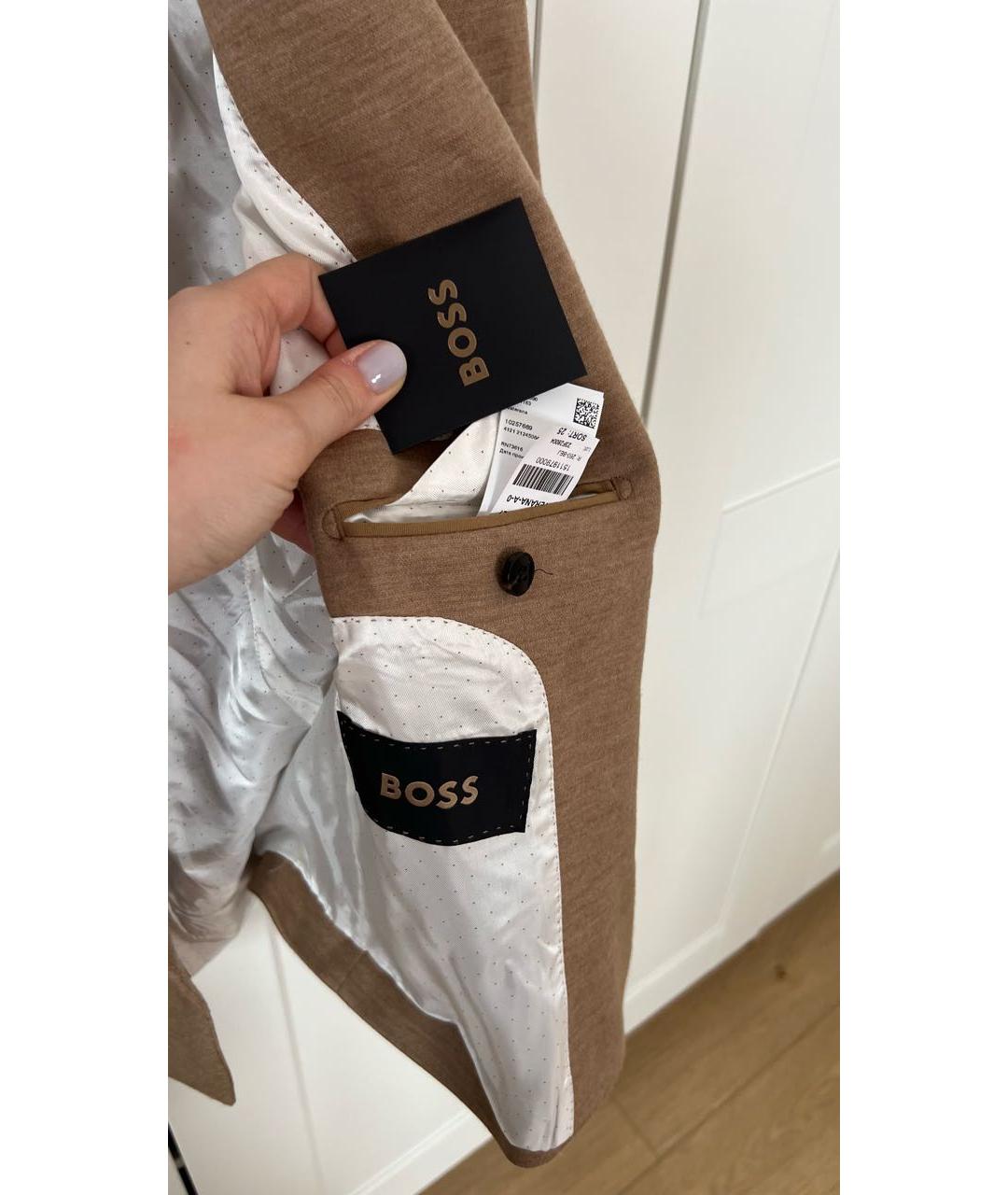 HUGO BOSS Коричневый шерстяной жакет/пиджак, фото 3