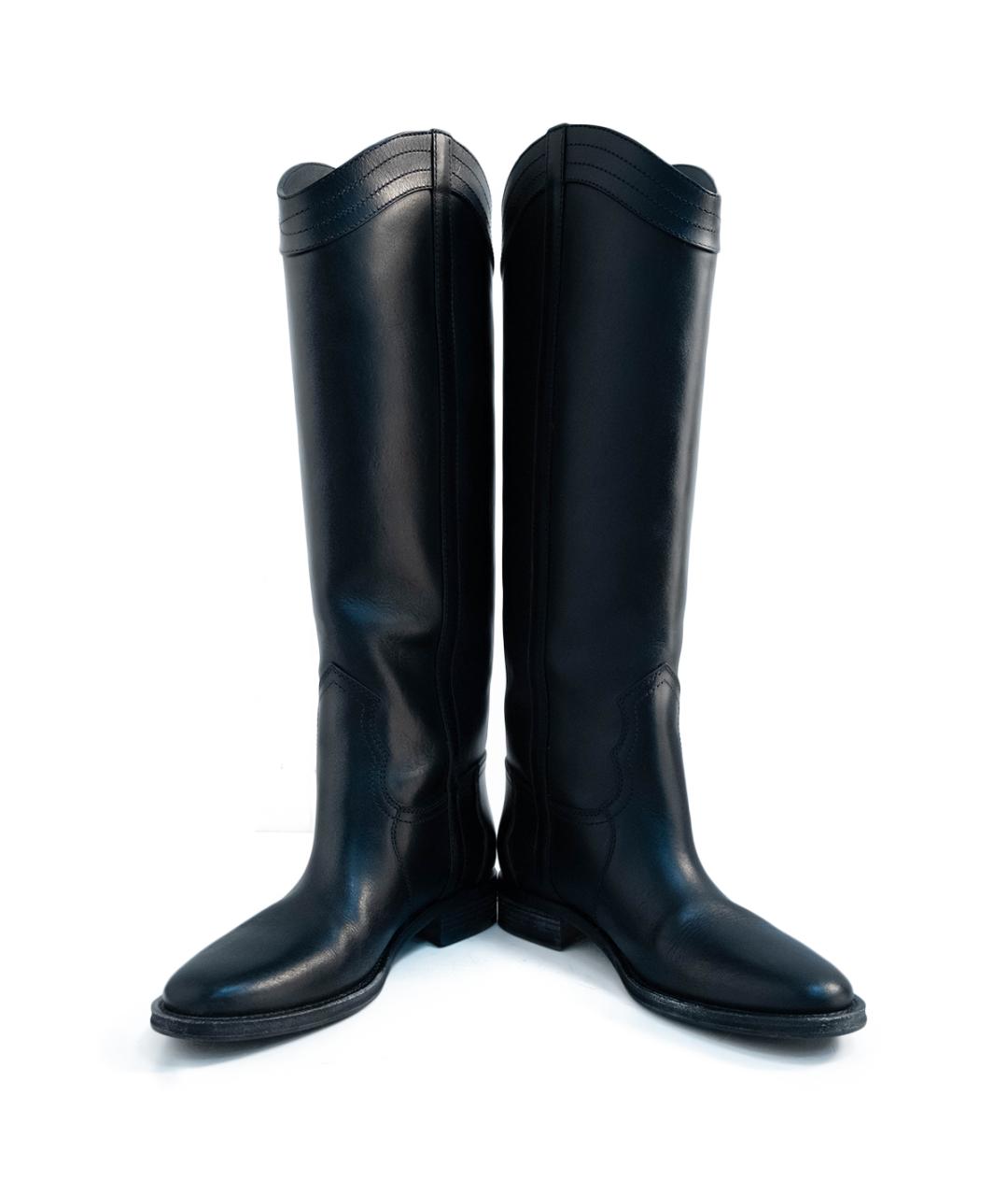 SAINT LAURENT Черные кожаные сапоги, фото 4