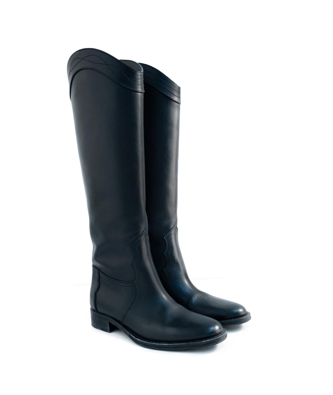 SAINT LAURENT Черные кожаные сапоги, фото 2