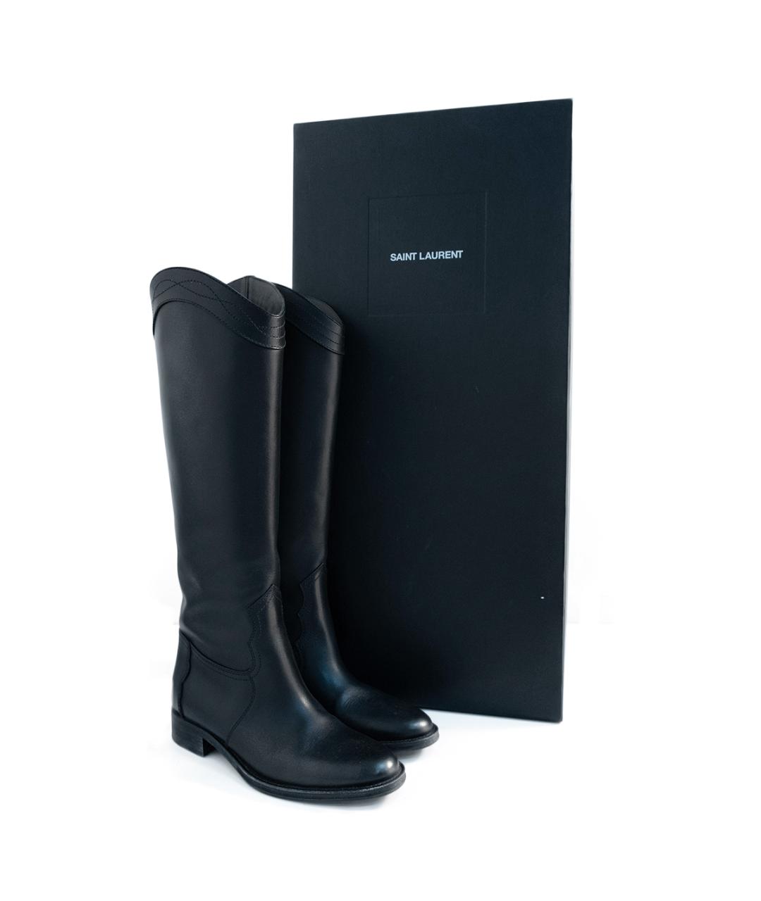 SAINT LAURENT Черные кожаные сапоги, фото 6