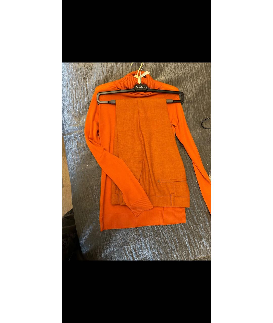SPORTMAX Оранжевое шерстяные прямые брюки, фото 7