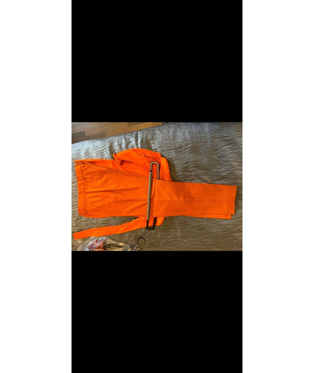 SPORTMAX Оранжевое шерстяные прямые брюки, фото 8