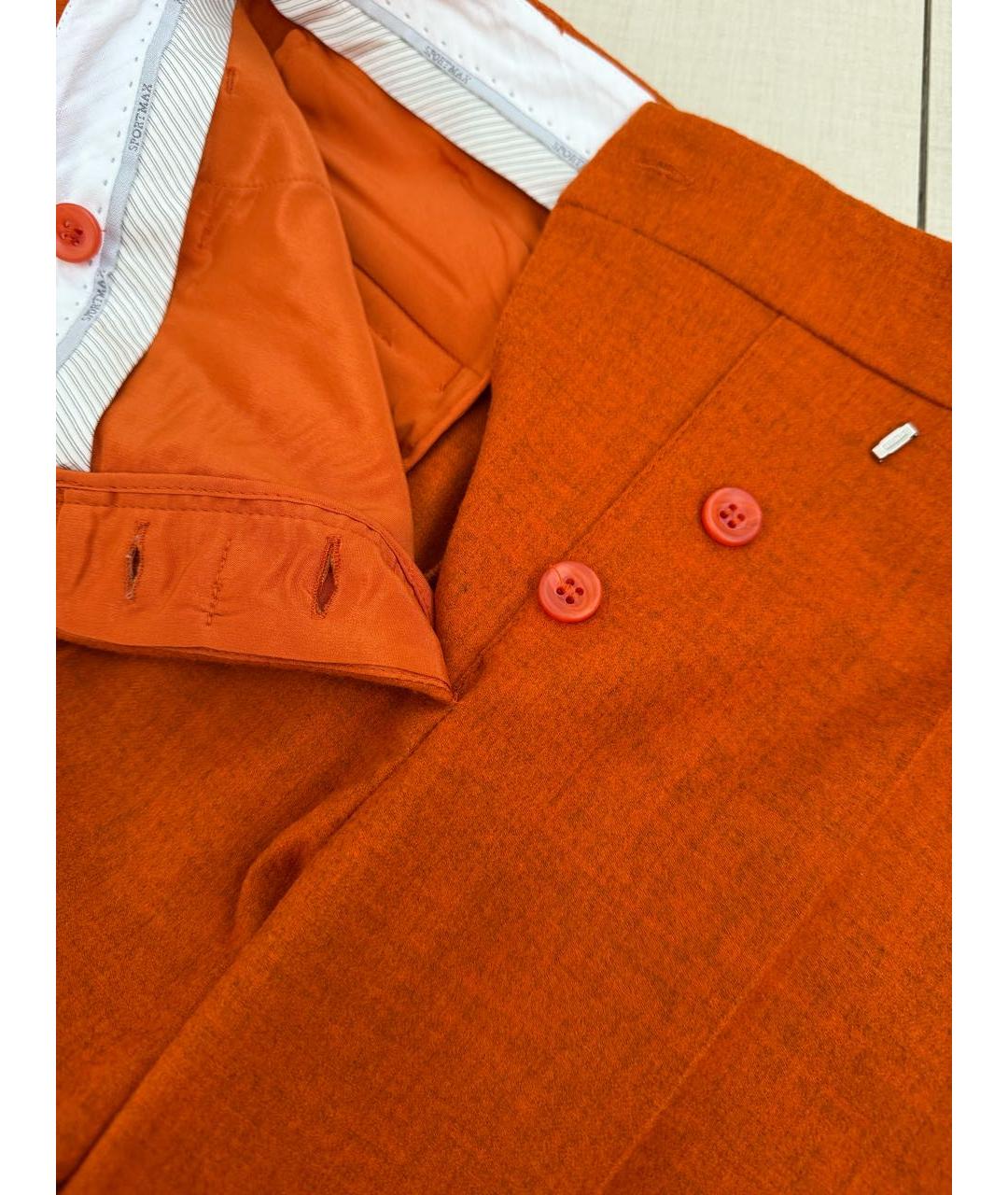 SPORTMAX Оранжевое шерстяные прямые брюки, фото 4