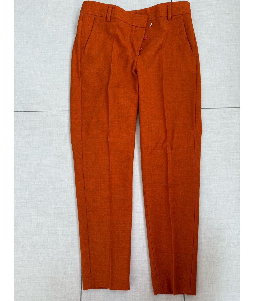 SPORTMAX Оранжевое шерстяные прямые брюки, фото 9