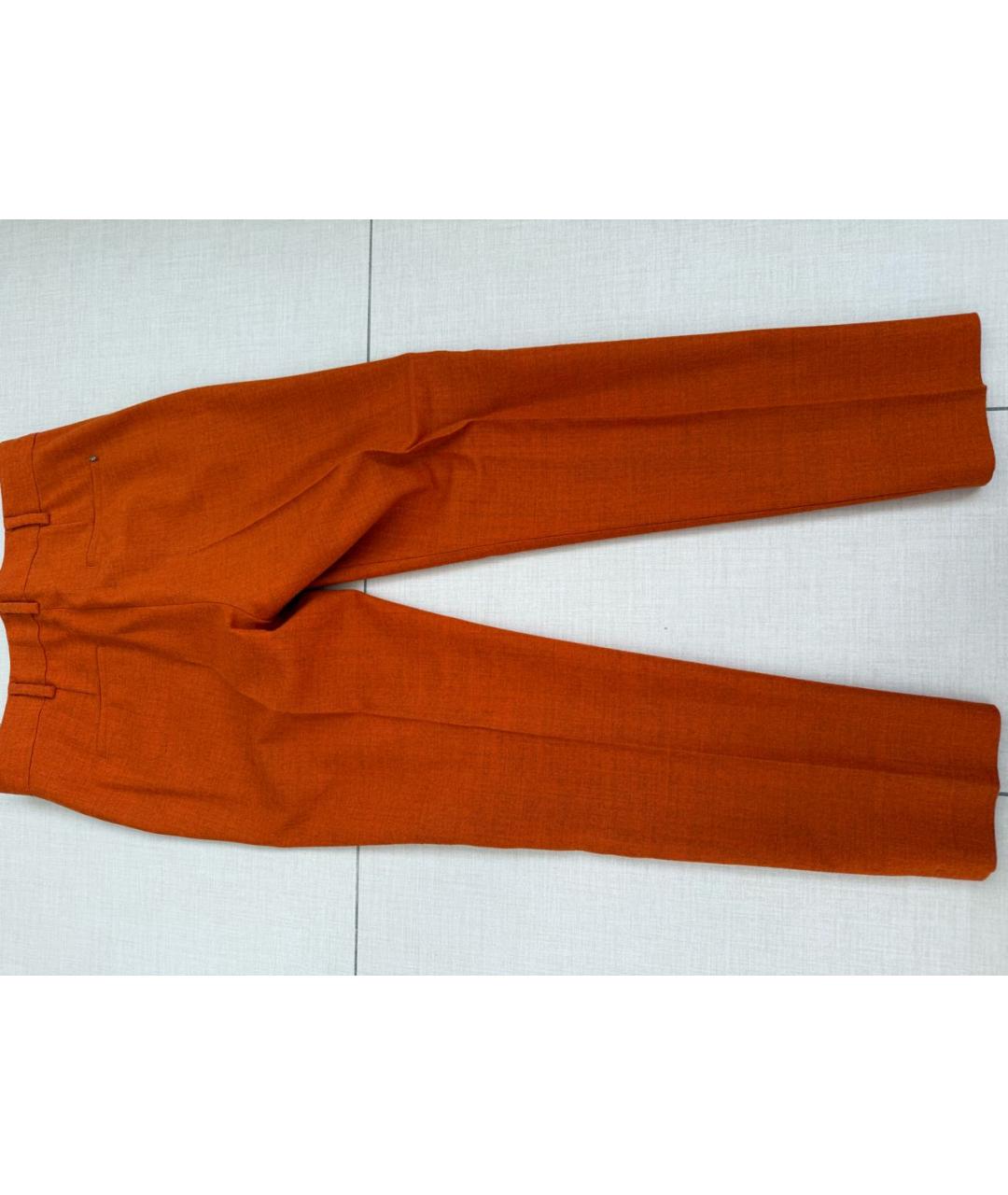 SPORTMAX Оранжевое шерстяные прямые брюки, фото 2