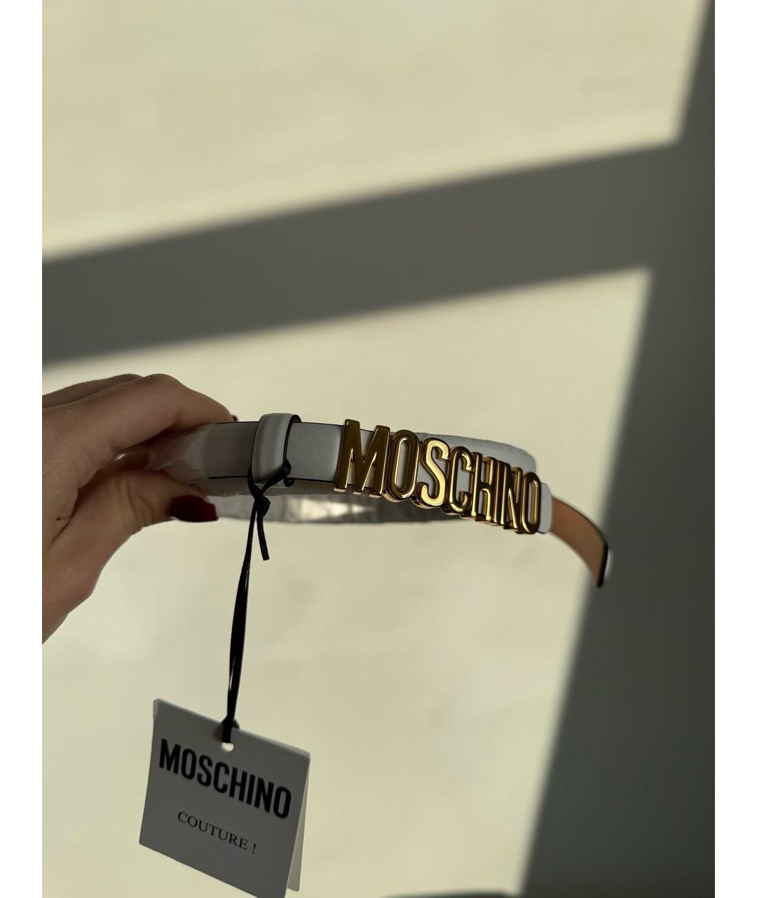 MOSCHINO Белый кожаный ремень, фото 2