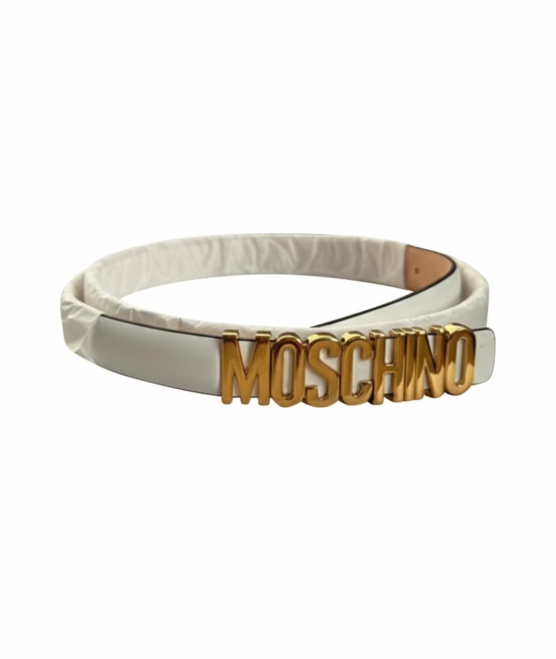 MOSCHINO Белый кожаный ремень, фото 1