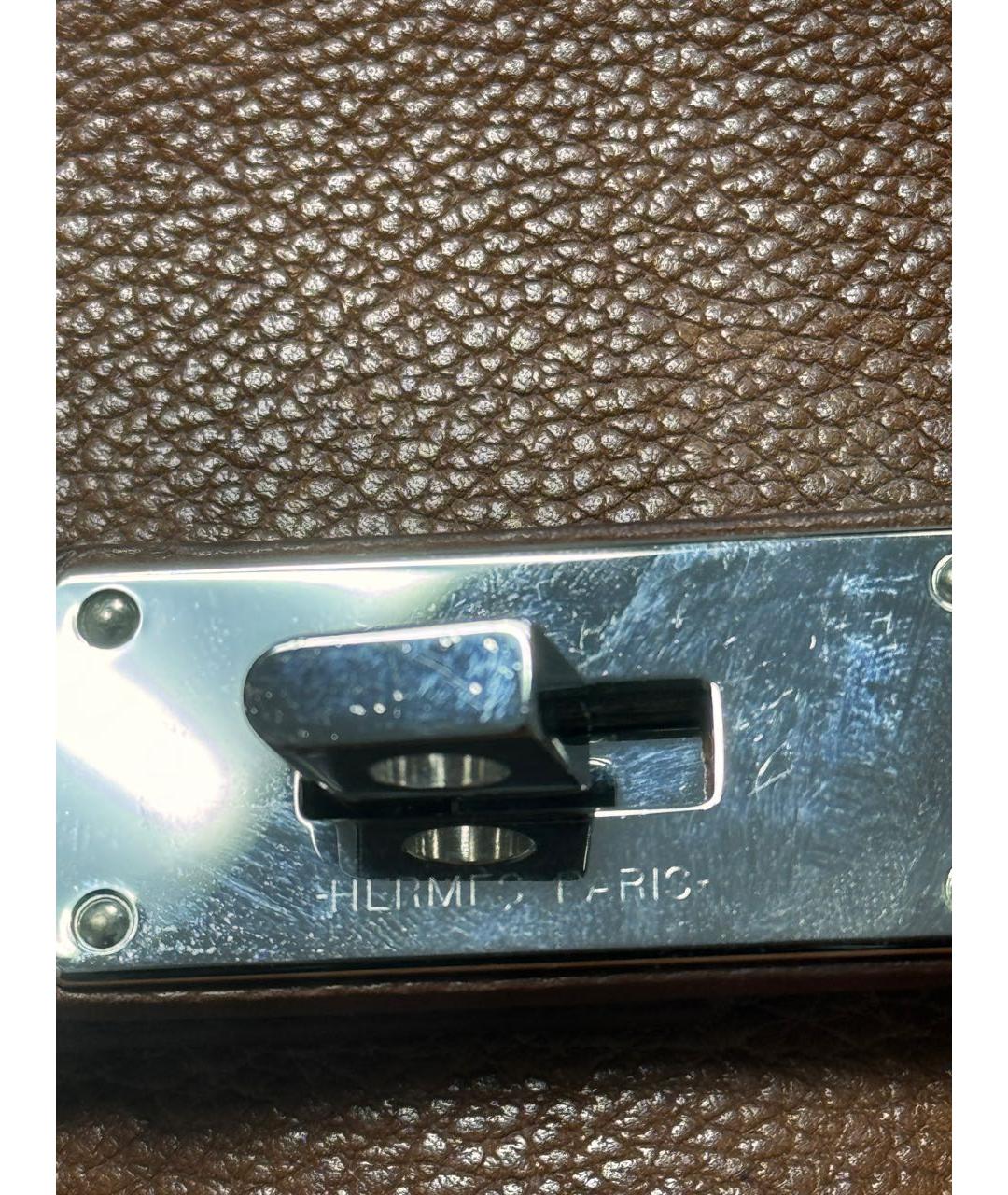 HERMES Коричневая кожаная сумка на плечо, фото 7