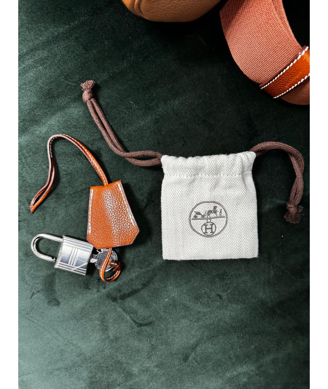 HERMES Коричневая кожаная сумка на плечо, фото 5