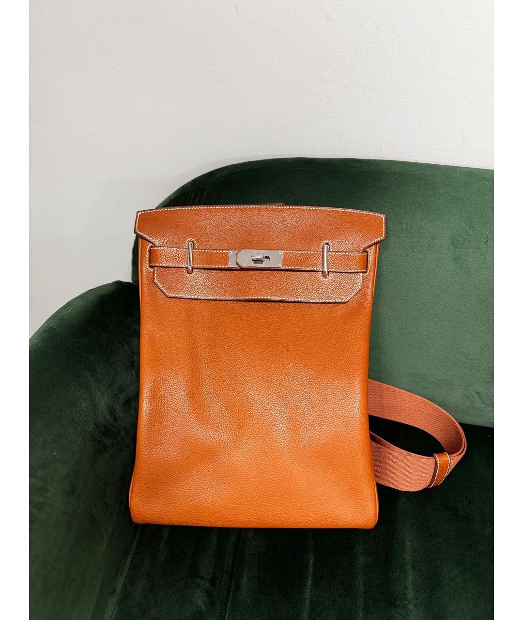 HERMES Коричневая кожаная сумка на плечо, фото 9