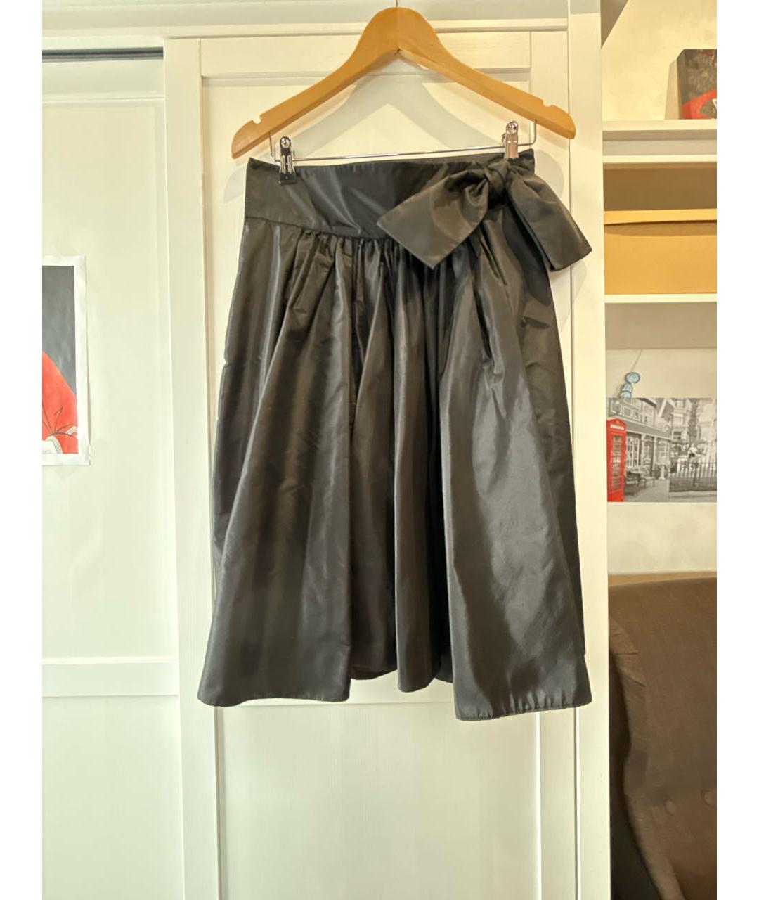 VALENTINO Черная вискозная юбка миди, фото 7