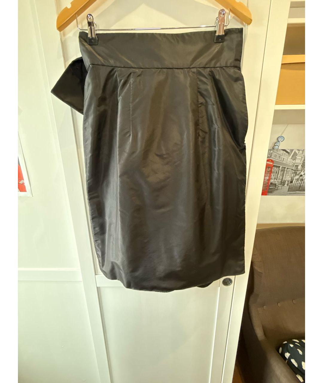 VALENTINO Черная вискозная юбка миди, фото 2