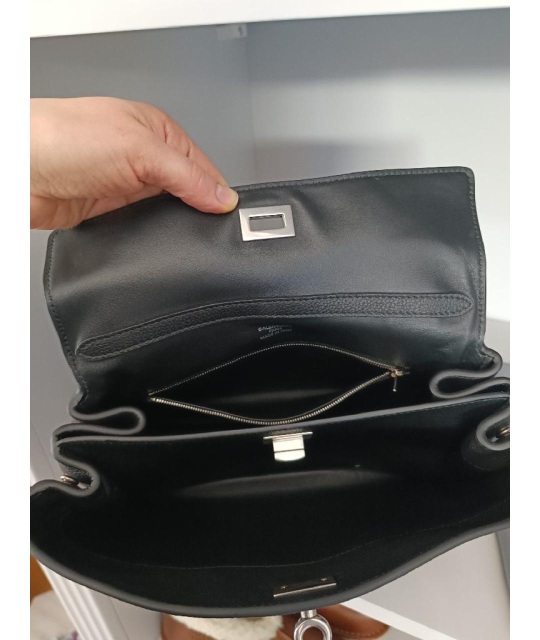BALENCIAGA Черная кожаная сумка через плечо, фото 7