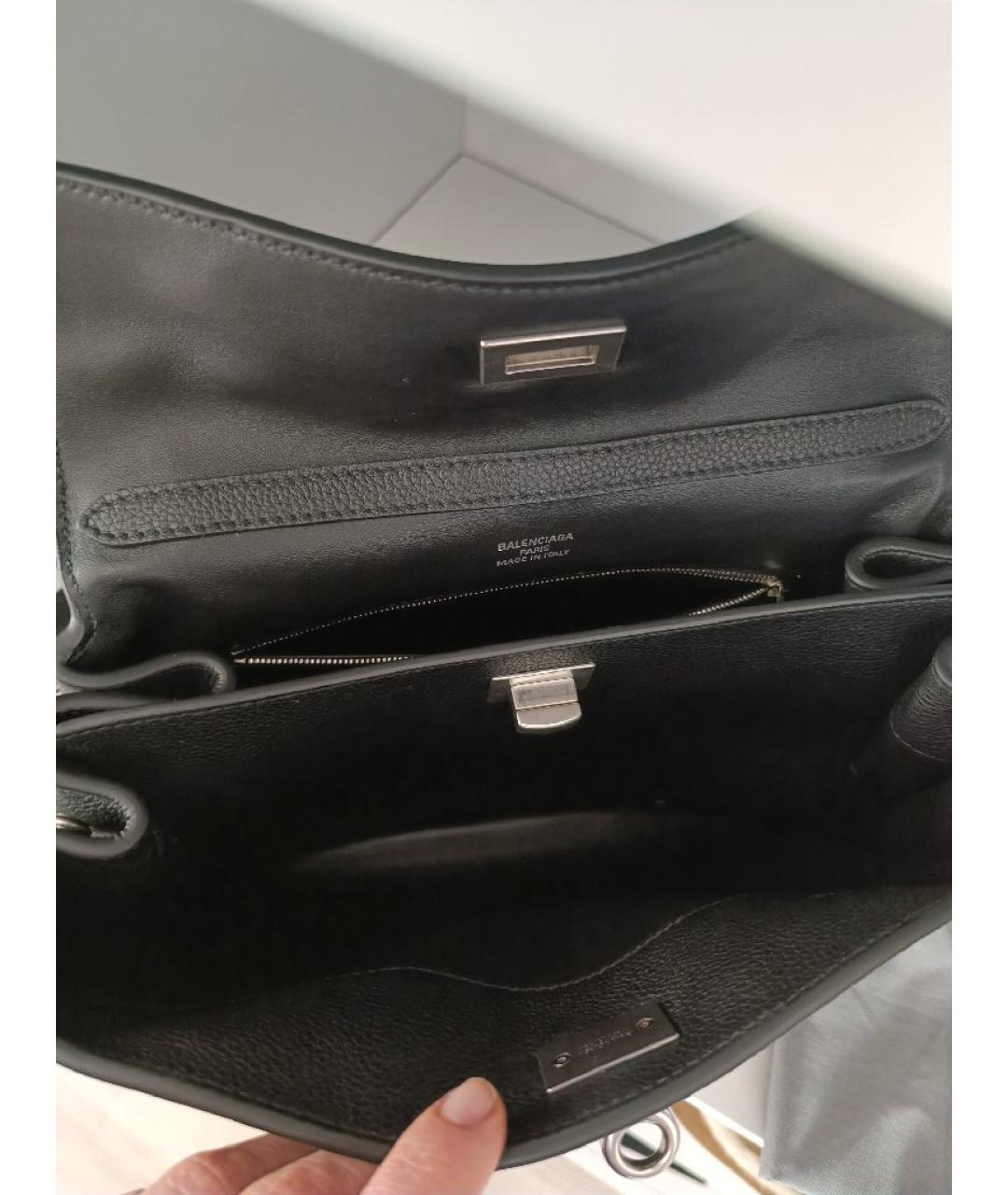 BALENCIAGA Черная кожаная сумка через плечо, фото 5