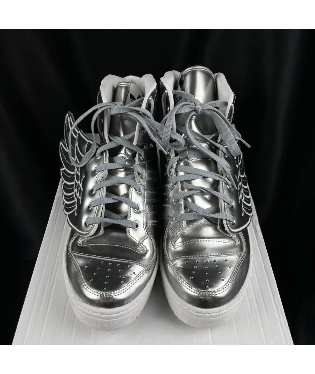 ADIDAS Серебряные высокие кроссовки / кеды из лакированной кожи, фото 2