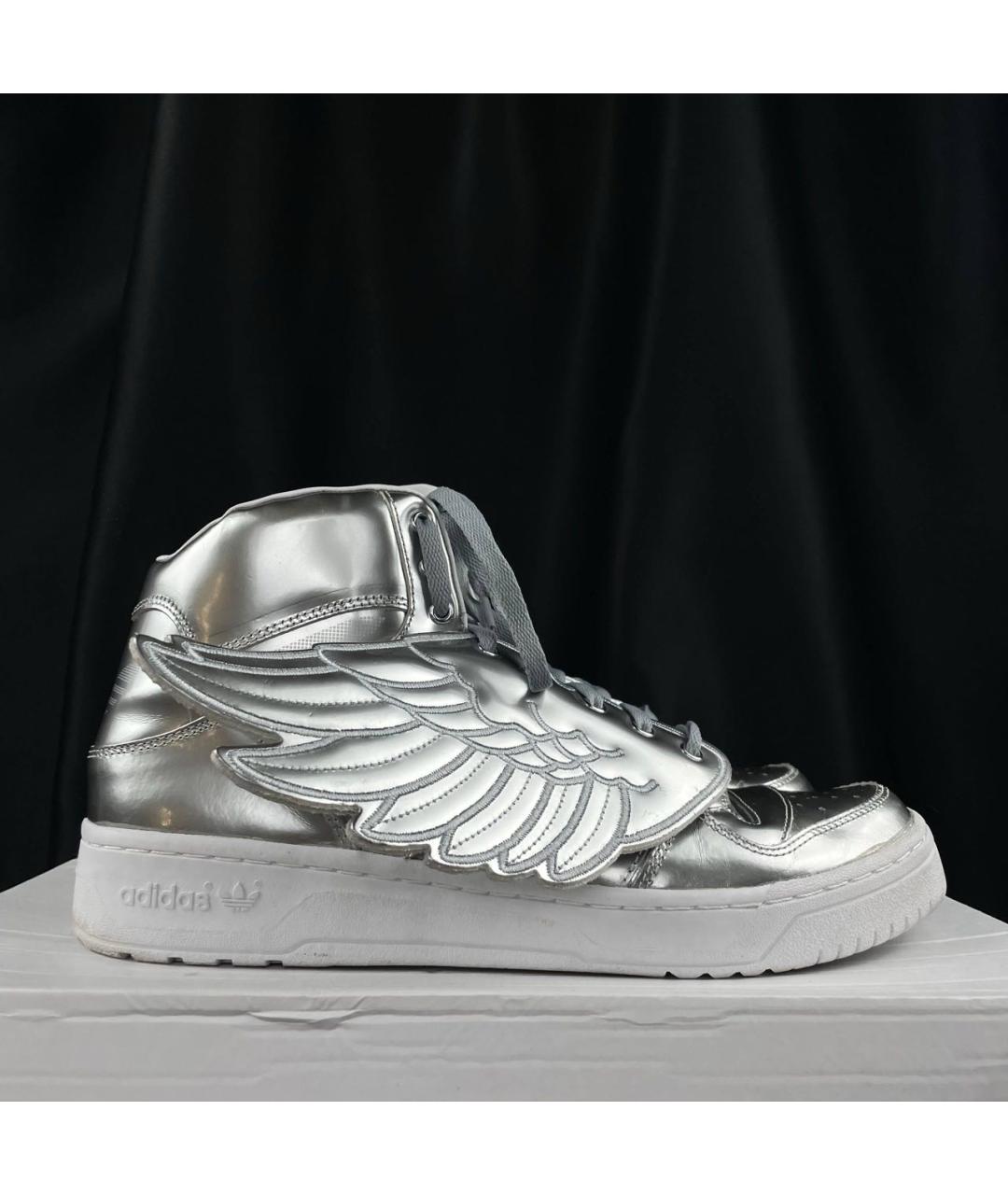 ADIDAS Серебряные высокие кроссовки / кеды из лакированной кожи, фото 5