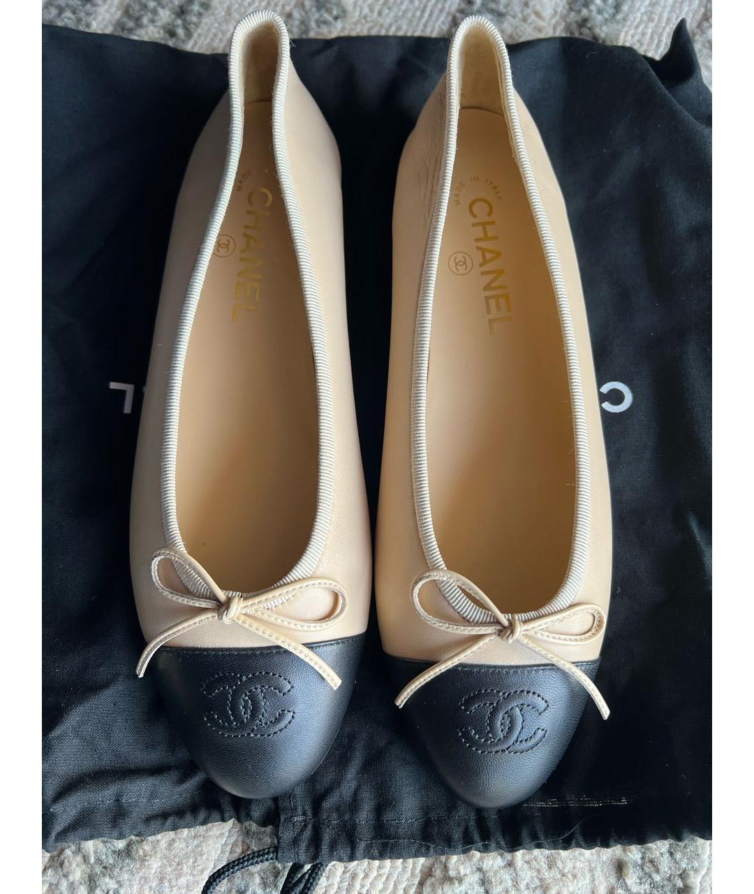 CHANEL Бежевые кожаные балетки, фото 8