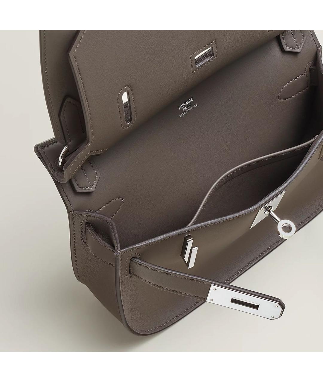 HERMES Серая кожаная сумка через плечо, фото 3