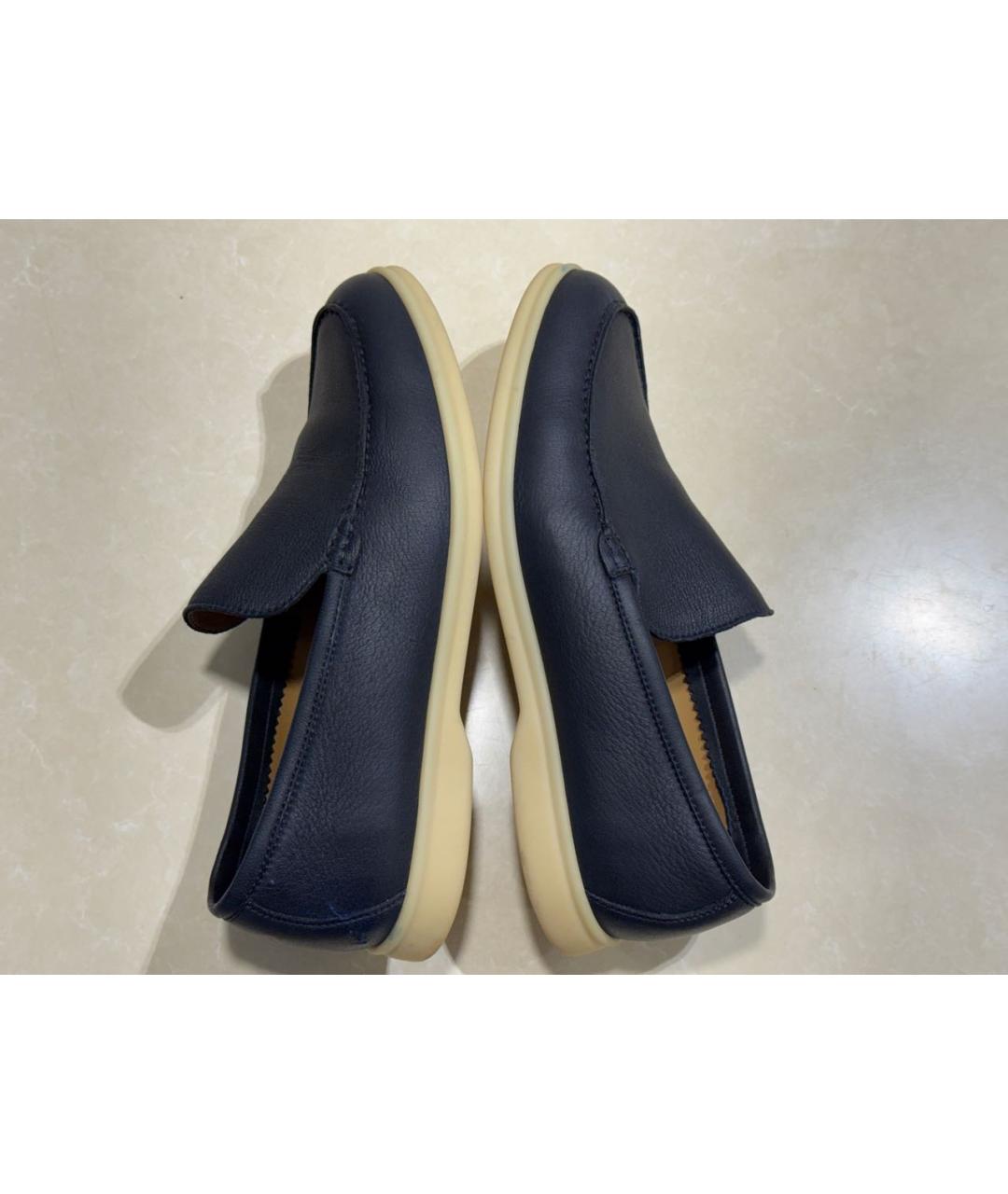 LORO PIANA Темно-синие кожаные лоферы, фото 7