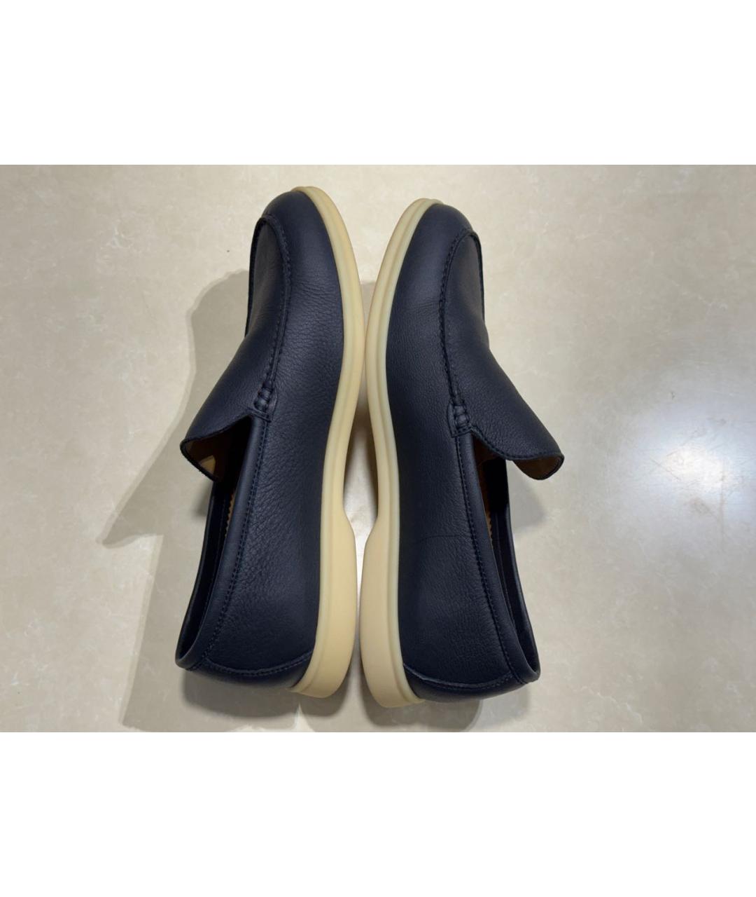 LORO PIANA Темно-синие кожаные лоферы, фото 6
