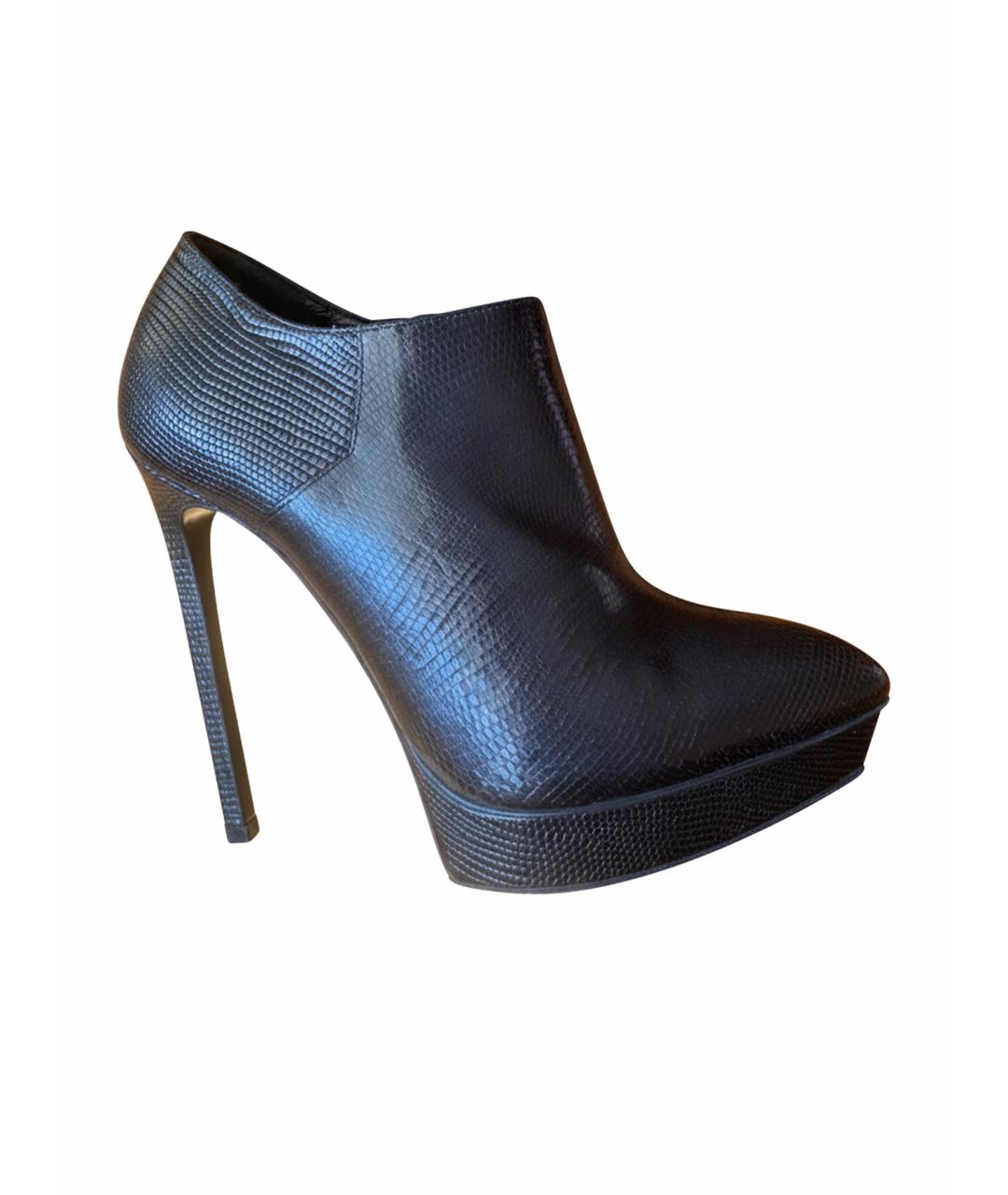 SAINT LAURENT Черные кожаные ботильоны, фото 1