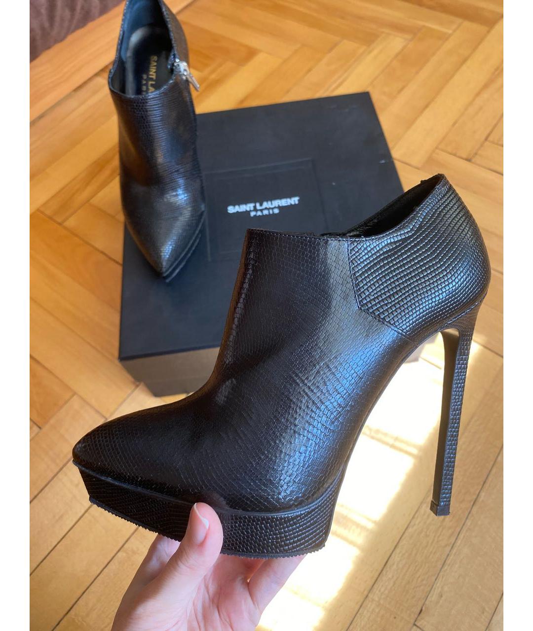 SAINT LAURENT Черные кожаные ботильоны, фото 3