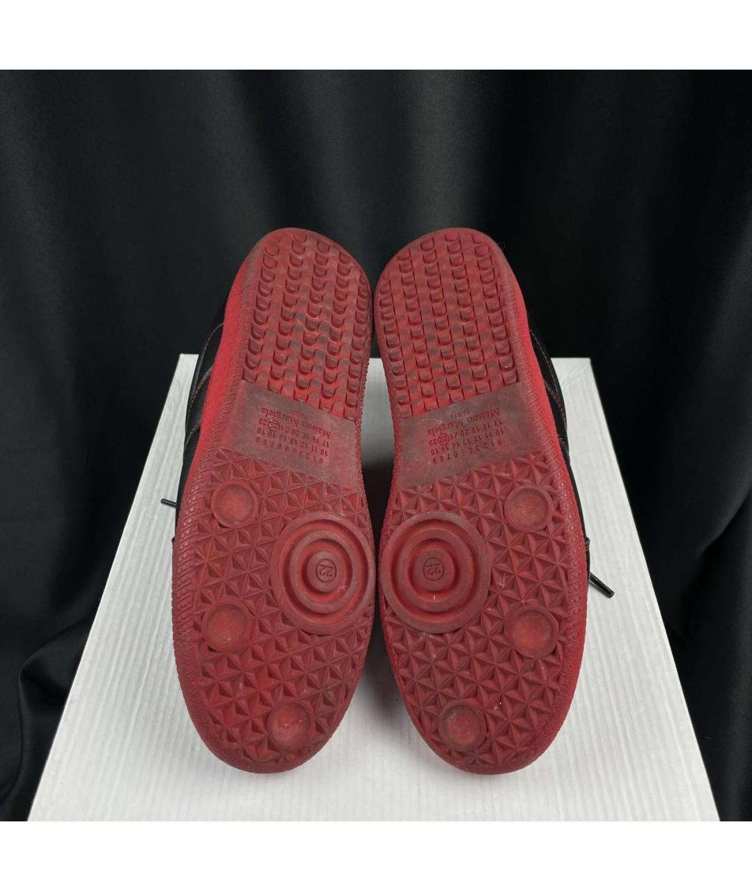 MAISON MARGIELA Черные кожаные низкие кроссовки / кеды, фото 3