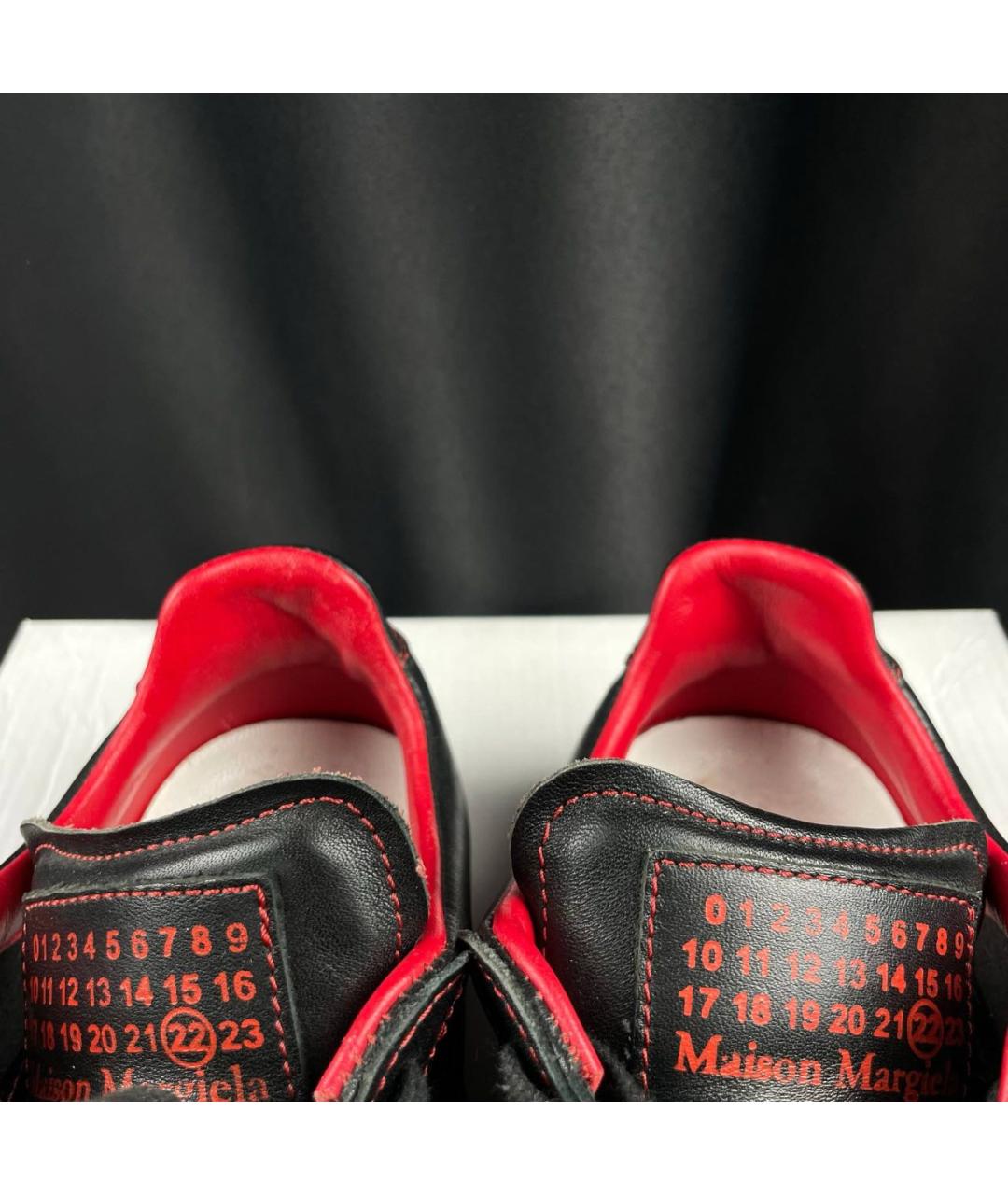 MAISON MARGIELA Черные кожаные низкие кроссовки / кеды, фото 4