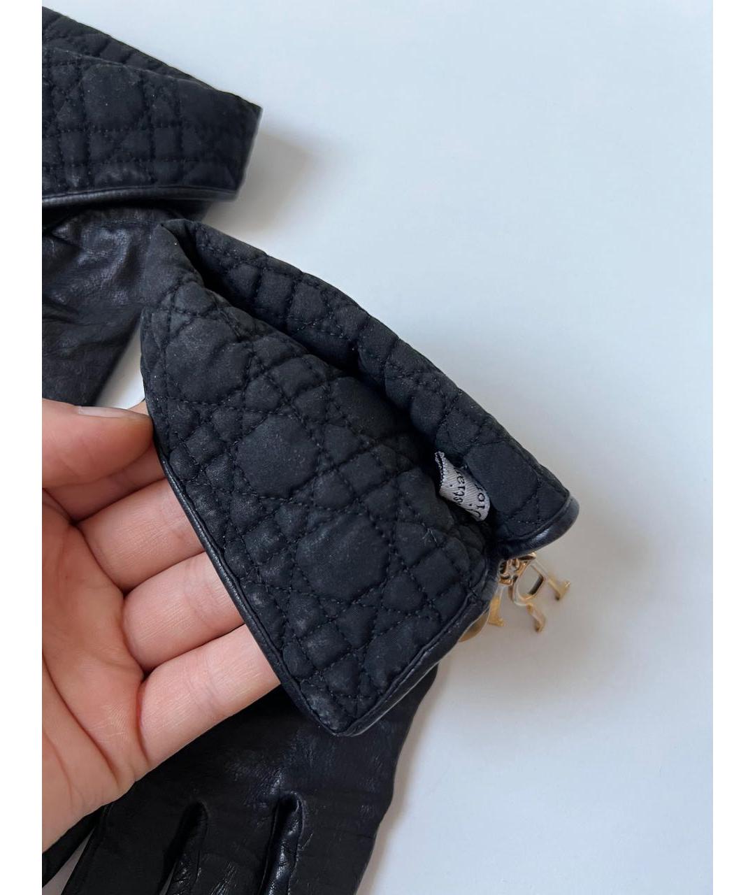 CHRISTIAN DIOR Черные кожаные перчатки, фото 3