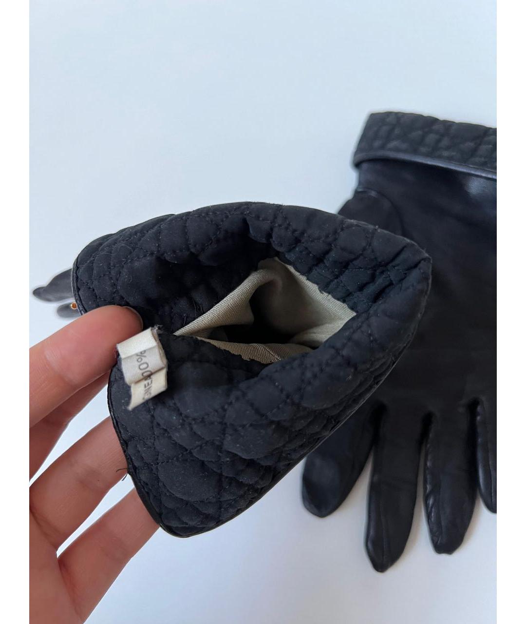 CHRISTIAN DIOR Черные кожаные перчатки, фото 7