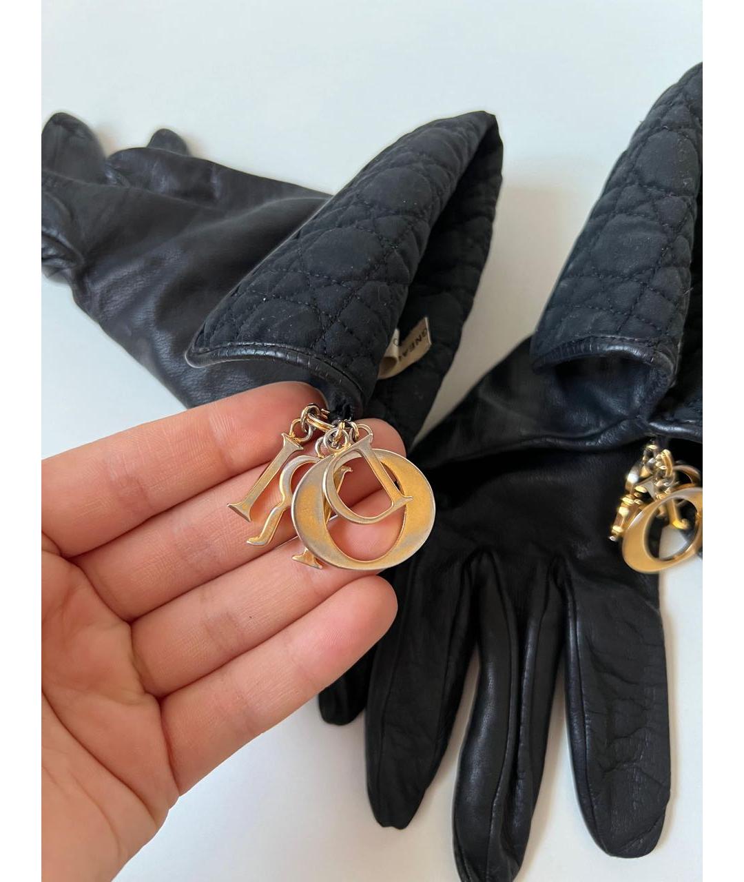 CHRISTIAN DIOR Черные кожаные перчатки, фото 6