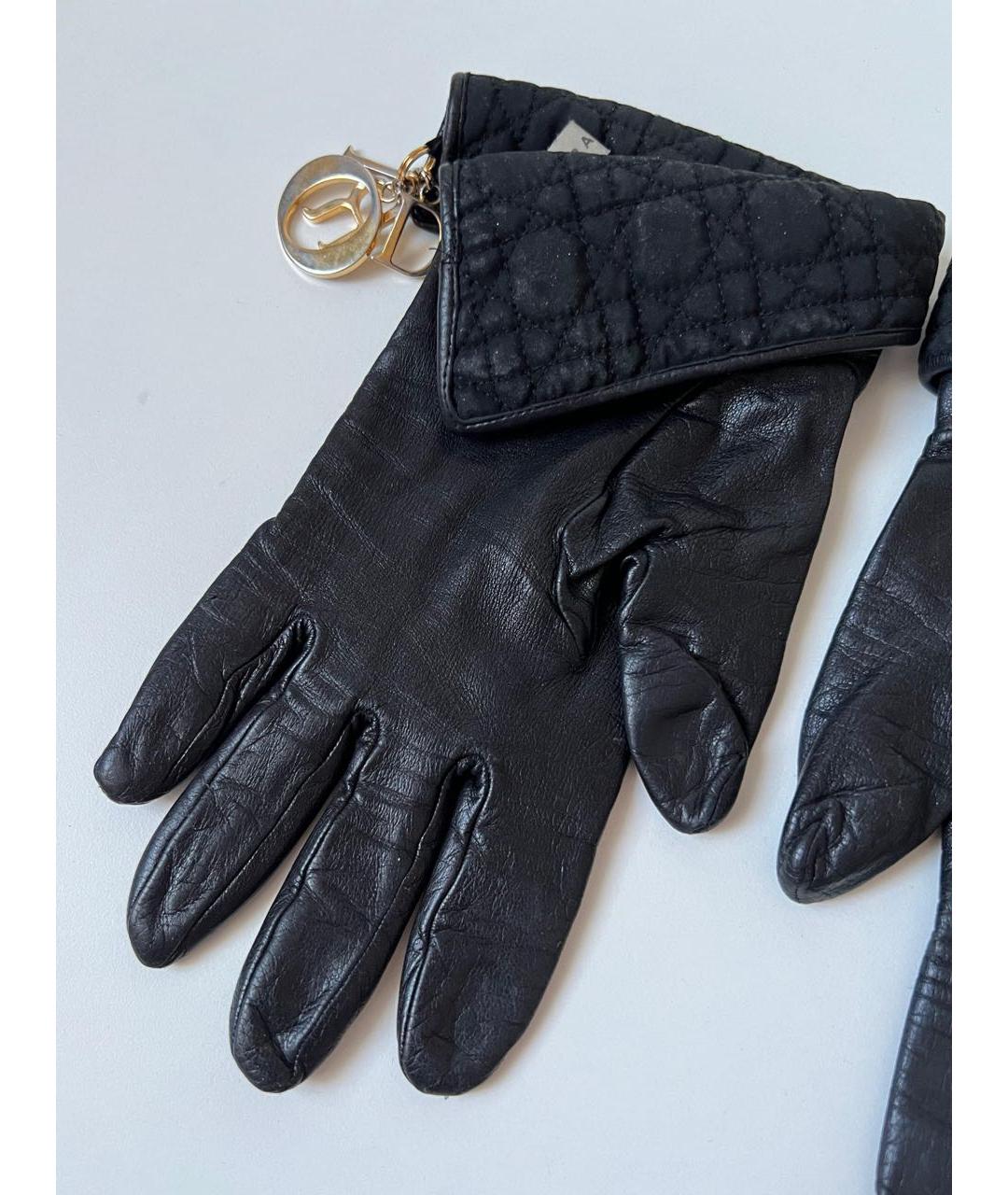 CHRISTIAN DIOR Черные кожаные перчатки, фото 5