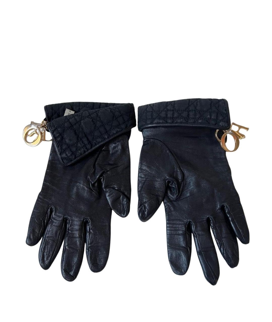 CHRISTIAN DIOR Черные кожаные перчатки, фото 1